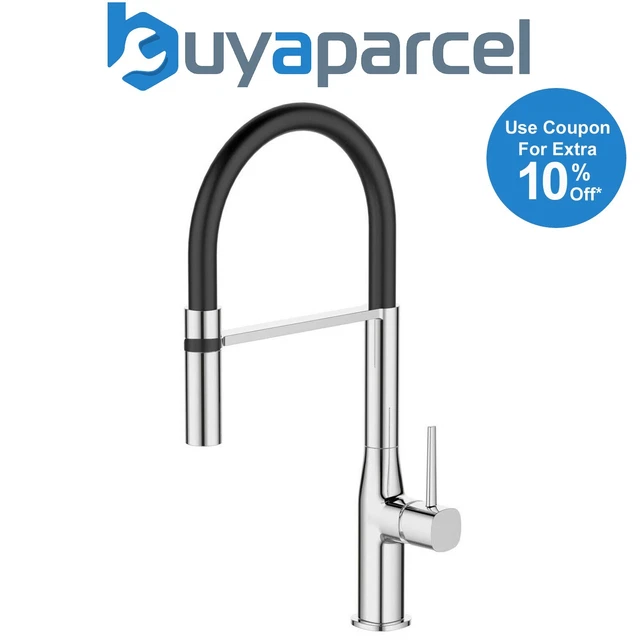 Black Modern Monobloc Kitchen Mixer Tap Pull Out Hose Spray Single Lever Chrome