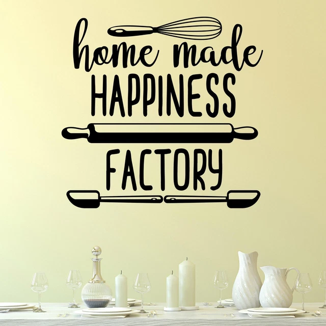 Home Made Happiness Factory Wall Sticker Decal Quote Kitchen Cooking Baking
