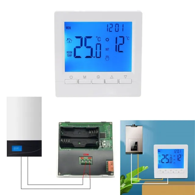 Bleu Rétroéclairage Pièce Thermostat Contrôleur Câblé Gas Bouilloire LCD