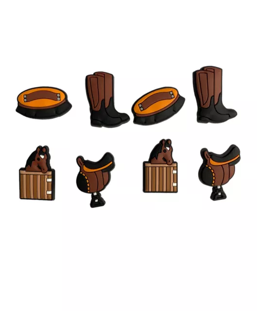 Western Shoe Charms For Crocks Country Boot Horse Saddle Brush 8 Piece