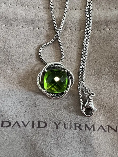 DAVID YURMAN 14MM Infinity Pendant Necklace Peridot Sterling