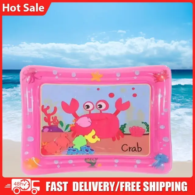 Animal Water Mat PVC Baby Water Play Mat Double Edge for Activity (Crab)