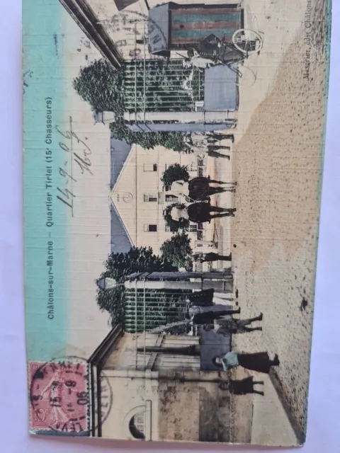 Carte Postale 1906  Chalons Sur Marne Quartier Tirlet (15..chasseurs) 2