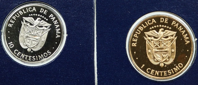 1975 PANAMA Vintage 10 & 1 Centimos Proof Lot of 2 Coins Sealed GIFT i116458