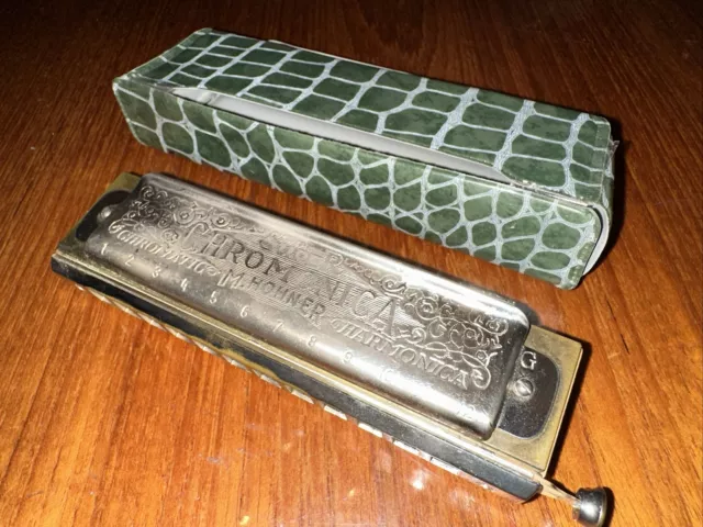 M. Hohner Super Chromonica Harmonica Fair Condition Germany Key C Works w case