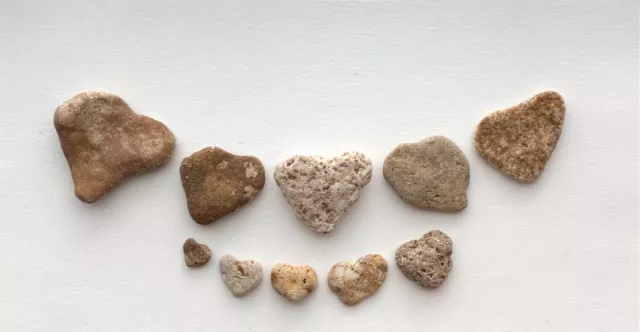 10 Natural Heart ❤️ Shaped Beach Stones .75-2.25"Love Rocks Wish #HT Anniversary