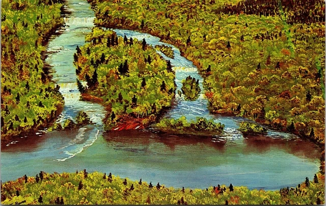 Lower Tahquamenon Falls Michigan Upper Peninsula Postcard PM Chesaning MI Cancel