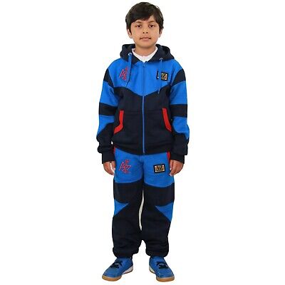 Kids Boys Tracksuit A2Z Project Badge Navy & Royal Hoodie With Jogger 7-13 Yrs