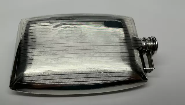 Art Deco Sterling Silver  Hip Flask 1/2 Pint 153.3 Grams