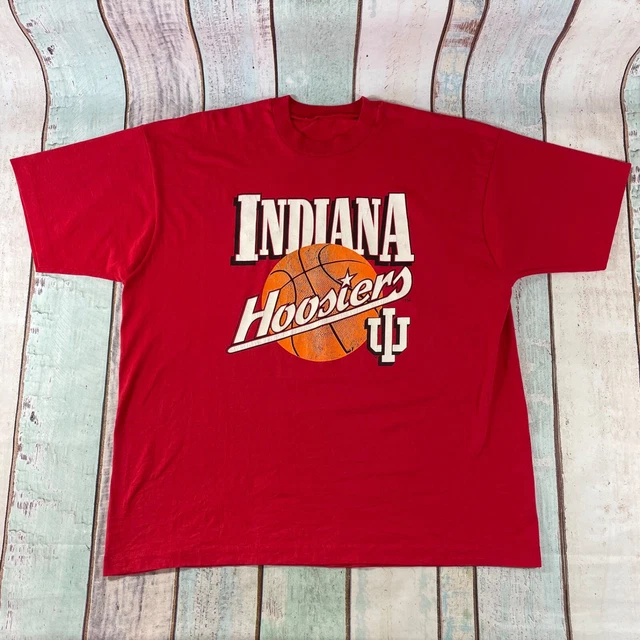 Vintage Indiana Hoosiers Mens T Shirt 2XL XXL Single Stitch Oversize 90s Red
