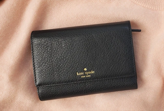 Kate Spade New York, Black, Callie Grey Street Tri-Fold Wallet, 6" x 4" NWOT