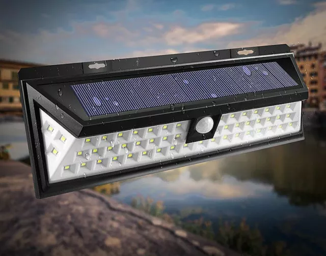 66 LED Solar Floodlight Black Powered Motion Sensor Security Light Outdoor