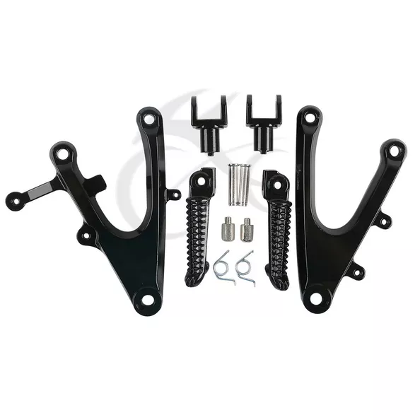 Black Front Rider Footrests Bracket Foot Pegs Fit For YAMAHA YZF R1 04 05 2006