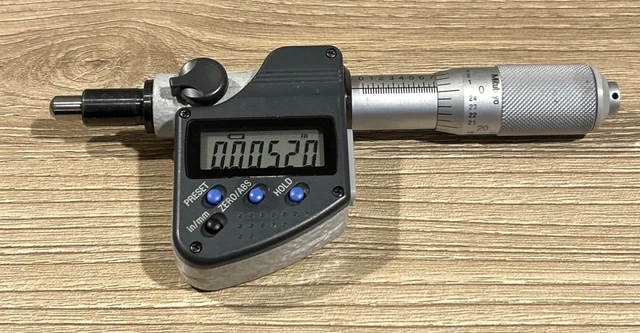 Mitutoyo 350-357-30 Digimatic Micrometer Head, Spherical, 3/8" Stem, 0-1”