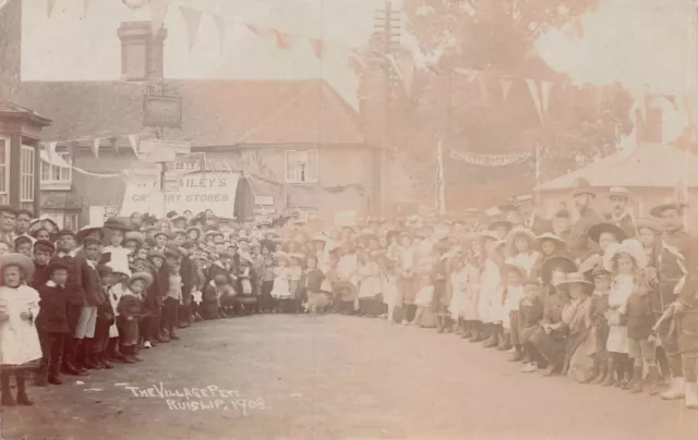 POSTCARD RUISLIP THE VILLAGE FETE ANIMATED SCENE  c 1908  RP