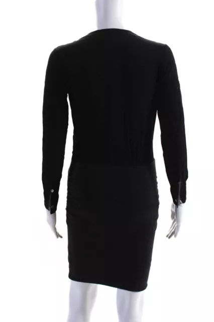 James Perse Womens Fleece Color Block Surplice Sheath Dress Black Size 0 3