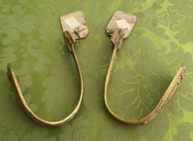 FRENCH LA SAMARITAINE 1920s CURTAINS DRAPES WALL TIEBACKS HOOKS~ORMOLU BRASS~NEW 3