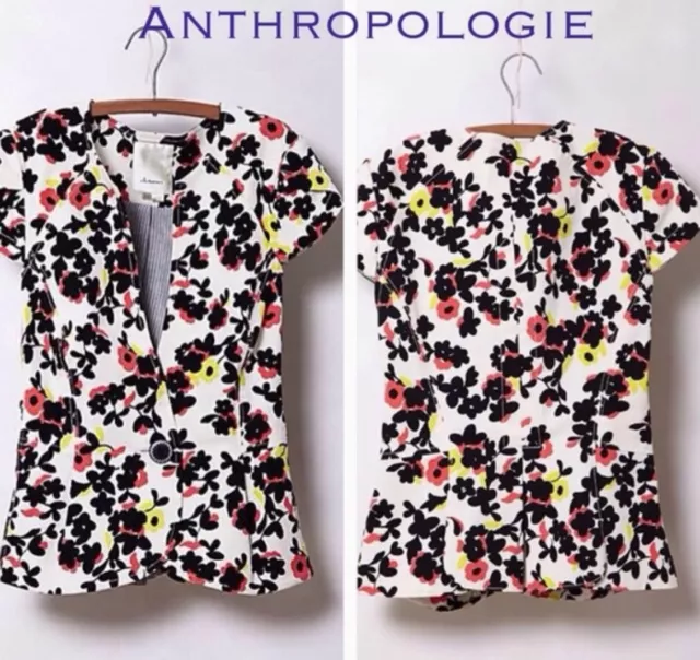 NEW Anthropologie Dahlia Pressed Floral Blazer Jacket Size 6 Z154-16