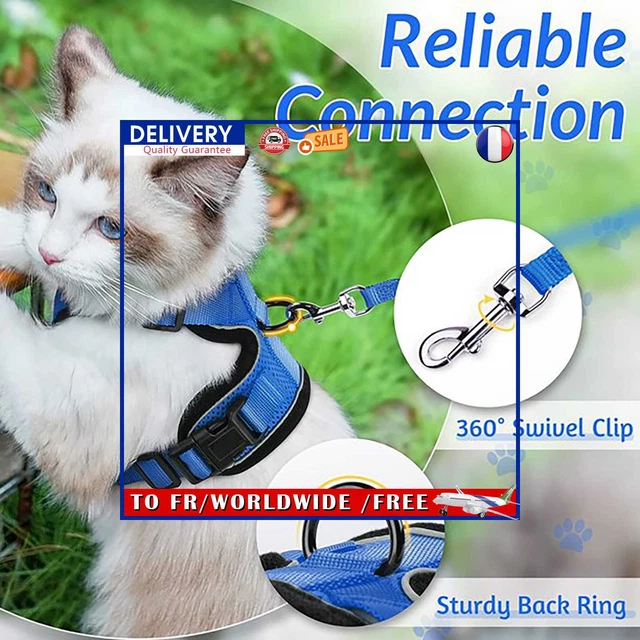 Reflective Pet Harness with Traction Rope Adjustable Dog Chest Leash (XS Blue)