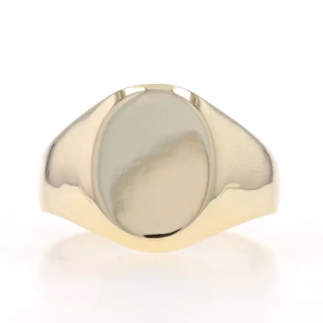 Yellow Gold Signet Men's Ring - 14k Engravable Oval