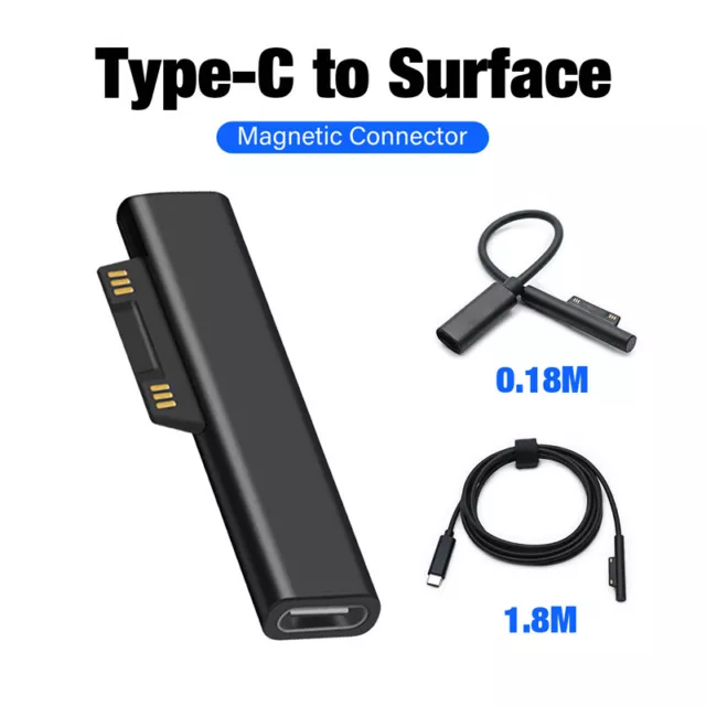 For Surface Connect to USB C Charging Cable Type C PD 45W Charger Adapter Cord