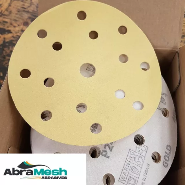 150MM / 6"inch - 15 Hole Hook and Loop Sanding Discs -  Mixed Grit -  Box Of 25⭐