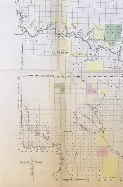 Scarce Antique 1837 STATE OF ARKANSAS Map, Some Color, Detailed, Very Scarce 3