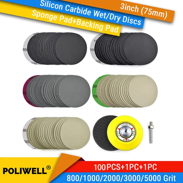 100/180 PCS Sanding Discs Grit Hook Loop DA Sander Orbital Sandpaper Pads Tool