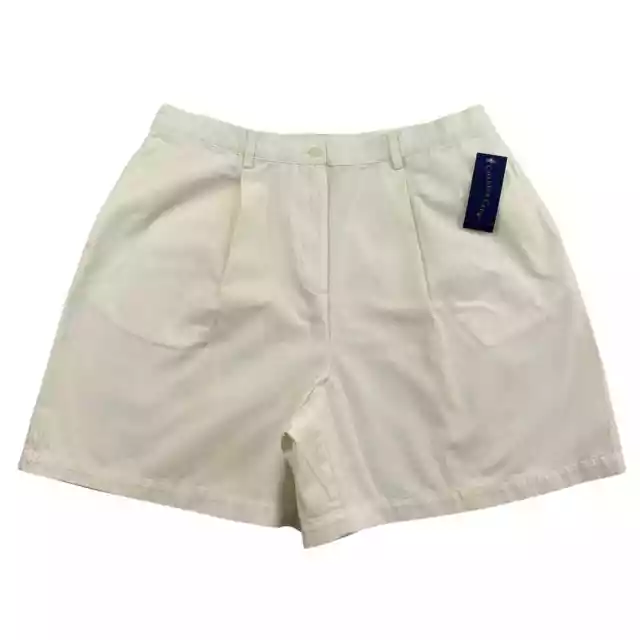 CHARTER CLUB SHORTS Womens Size 16 White Chinos Pleated Front 100% ...