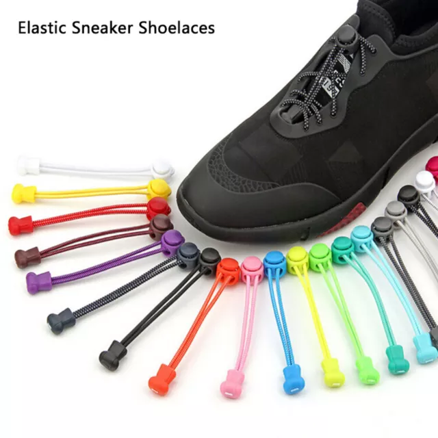 1Pair Elastic shoelaces lock laces no tie triathlon jogging elasticated lace-xd