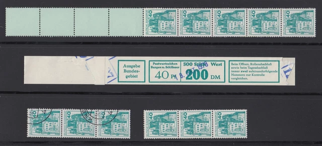 Bund 915 RE 5+4, Banderole + 2x 3er Streifen B + S 40 Pf ** alte Fluoreszenz