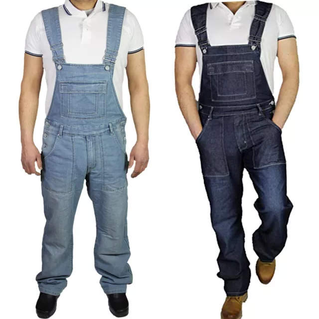 McCarthy Mens Jeans Denim Blue Dungarees Dungaree Overalls All Waists 30-60