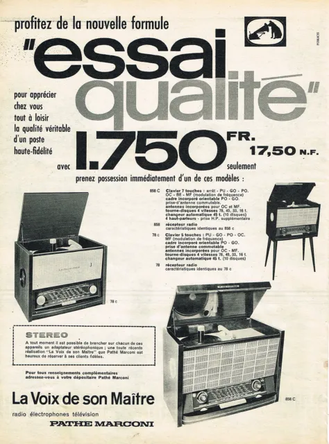 PUBLICITE ADVERTISING 045  1959  PATHE MARCONI   radio éléctrophnone télévision