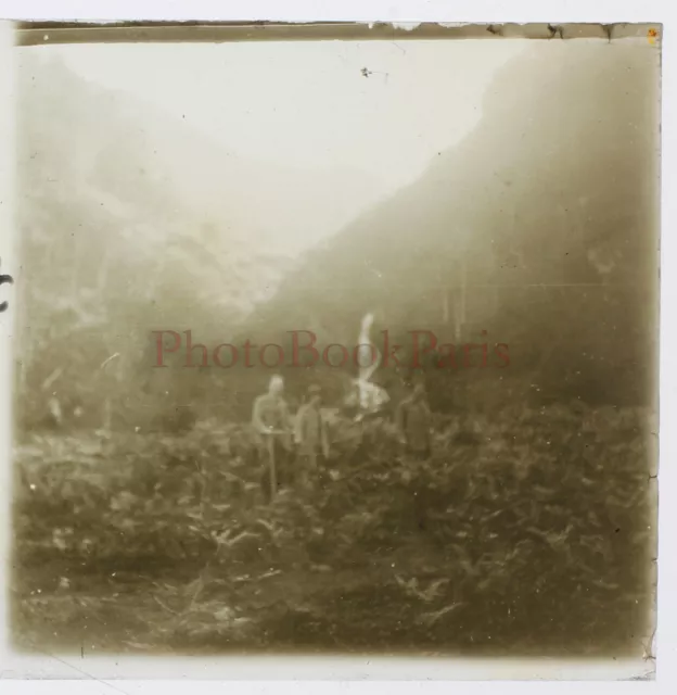 Alpinistes Le col du Vallier Photo Stereo Plaque de verre Vintage 1927 