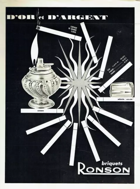 publicité Advertising  0922  1964    briquets Ronson  d'oe & d'argent