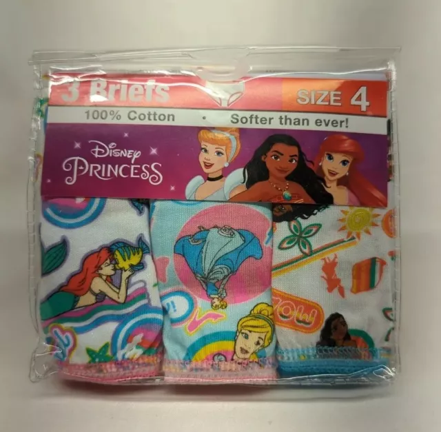 DISNEY PRINCESS UNDERWEAR Underpants Girls 3 Pair Panty Pack Size 4 New ...