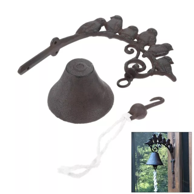 Wall Mounted Rustic Cast Iron Door Ring Bell Bar Store Bell Bird Style Unique