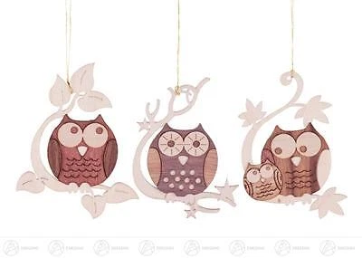 Baumschmuck Behang Eulen (6)  H=ca 8 cm NEU Erzgebirge Christbaumschmuck
