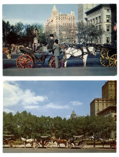 LOT OF 2 New York City NY 59th Street horse and carriage unused postcards