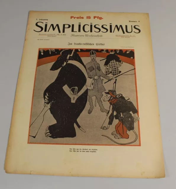 C8/ SIMPLICISSIMUS 7. Jhg. wohl 1902 - Titelseite mit Grafik - russischer Cirkus