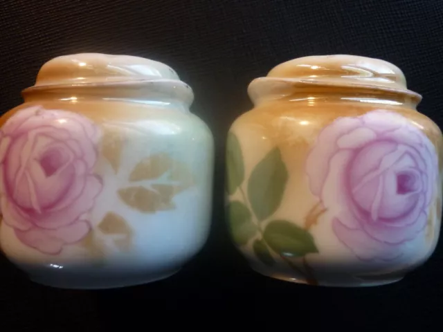Vintage "Germany" Hand Painted Floral Ceramic Salt And Pepper Shakers 2 Inches