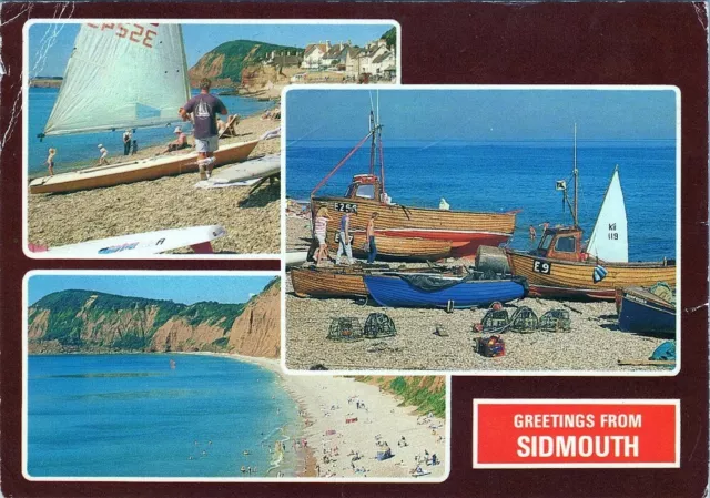 Postcard E E A Kil  GREETINGS FROM SIDMOUTH Water Watercraft Azure Boat AA07153