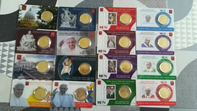 gros lot euros vatican séries coincard commémoratives de 2009 à 2019