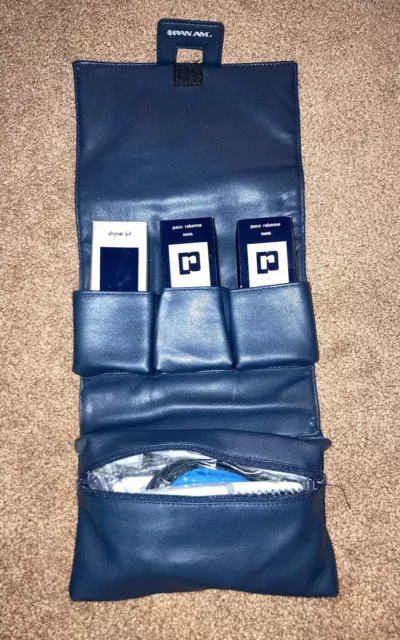 Vintage Pan Am Airlines First Class Toiletries Kit Travel Bag - New Complete
