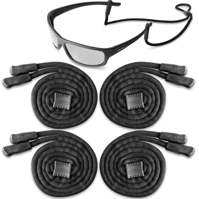 Eyeglasses String Holder Strap Glasses Cords 4 Pcs Black Adjustable 27 inch Long