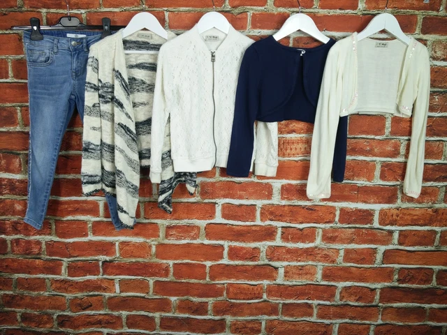 Giacca Cardigan Jeans Ragazze Età 5-6 Anni M&S Next H&M Paillettes Pizzo 116Cm