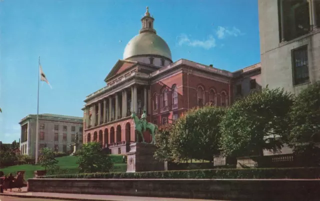 Boston MA Massachusetts, State House, Beacon Hill, Park Street, Vintage Postcard