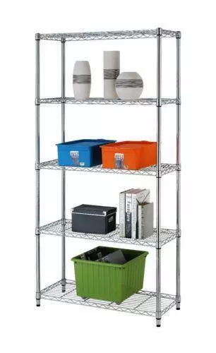 5-Tier Metal Wire Rack Free Standing Shelving Unit Adjustable Heavy Duty Storage 2