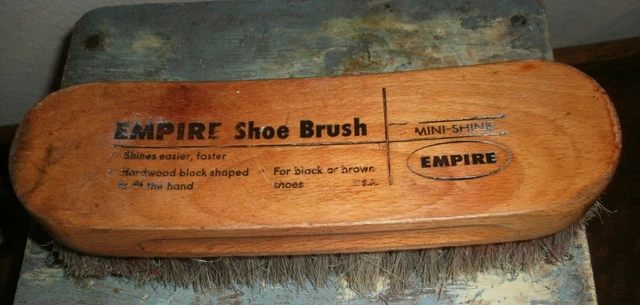 VINTAGE Wooden EMPIRE Curve Handle  100% Horsehair  Shoe Shine Brush