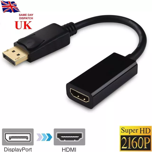 4K HD Display Port DP Male To HDMI Female Adapter Converter For 1080P HDTV PC